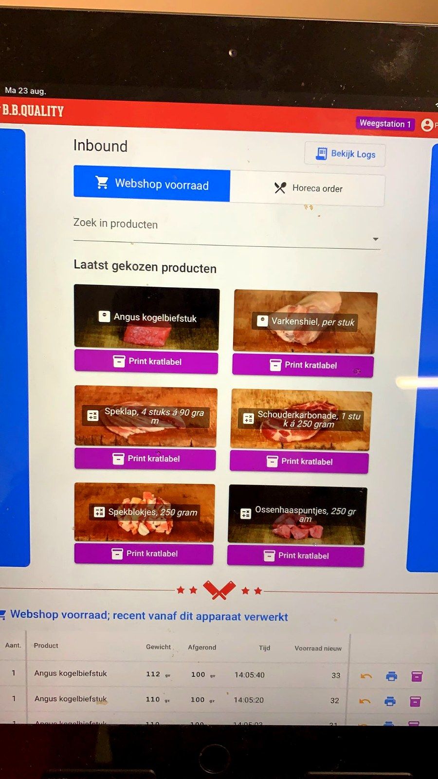 Webshop-applicatie B.B. Quality